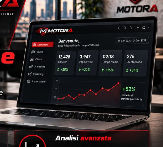 Dashboard Motora con statistiche e indicatori